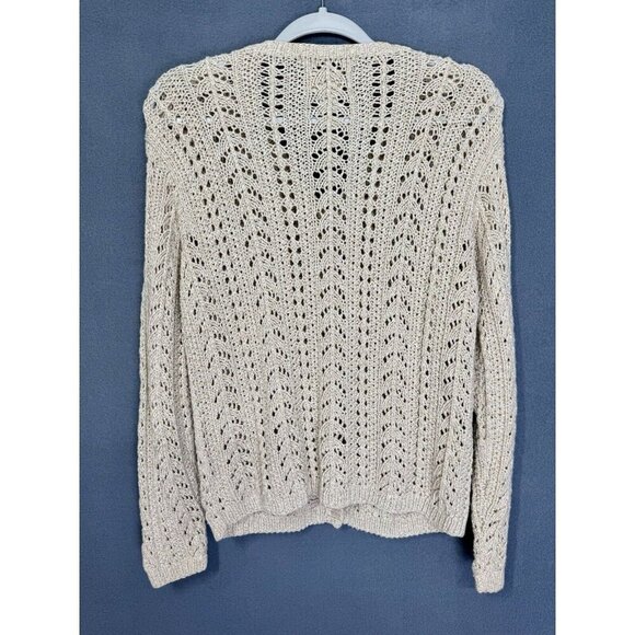 Vintage Eddie Bauer Sweater Cardigan Women’s Medium Beige Legend Knit Button 90s - Picture 3 of 5